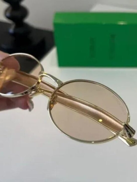 Bottega Veneta Gold Oval Sunglasses with Sculptural Temples main image 8